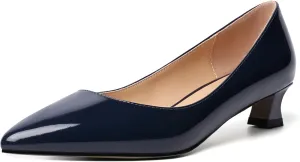 AMBELIGHT Womens Slip On Solid Casual Pointed Toe Office Suede Kitten Low Heel Pumps Shoes 1.5 Inch