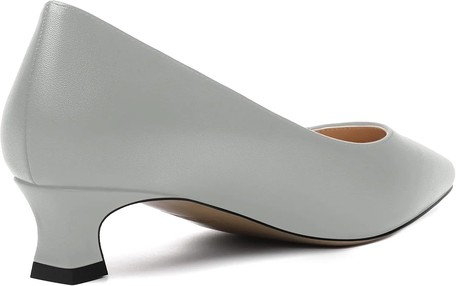 AMBELIGHT Womens Square Toe Solid Matte Office Casual Slip On Kitten Low Heel Pumps Shoes 1.5 Inch
