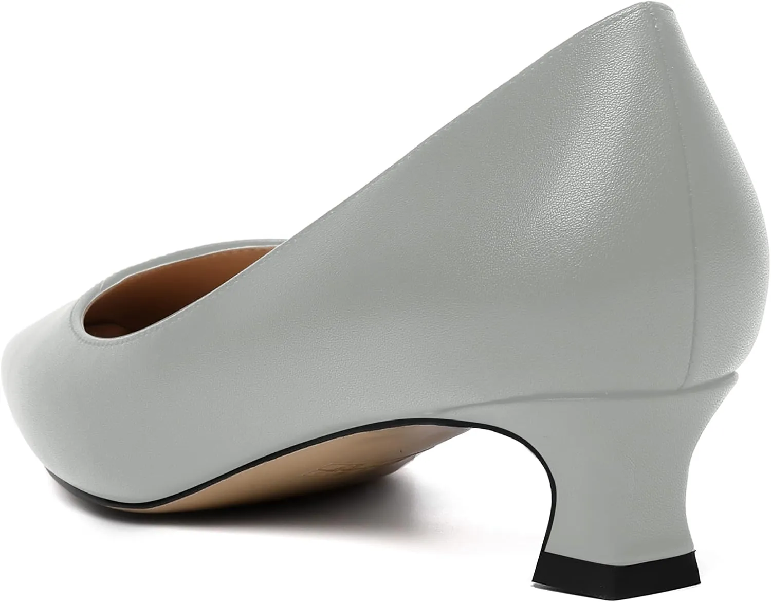 AMBELIGHT Womens Square Toe Solid Matte Office Casual Slip On Kitten Low Heel Pumps Shoes 1.5 Inch