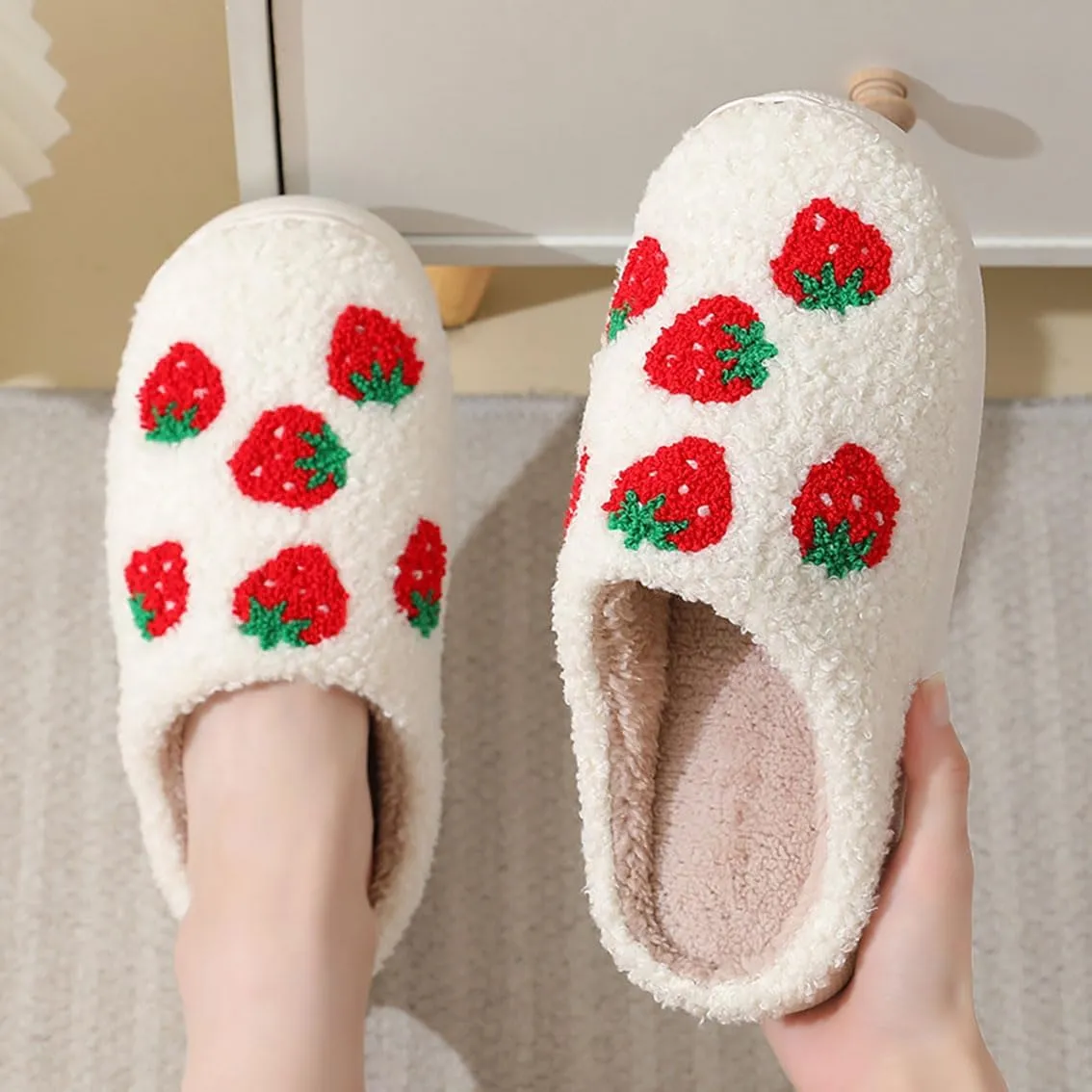 Animal Pattern Slippers - Hello Cat, Bear, Moose & Love Designs - Comfy Memory Foam Plush Cloud Slippers for Couples & Indoor Home