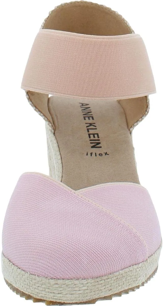 Anne Klein Womens Zoey Canvas Ankle Strap Espadrille Heels