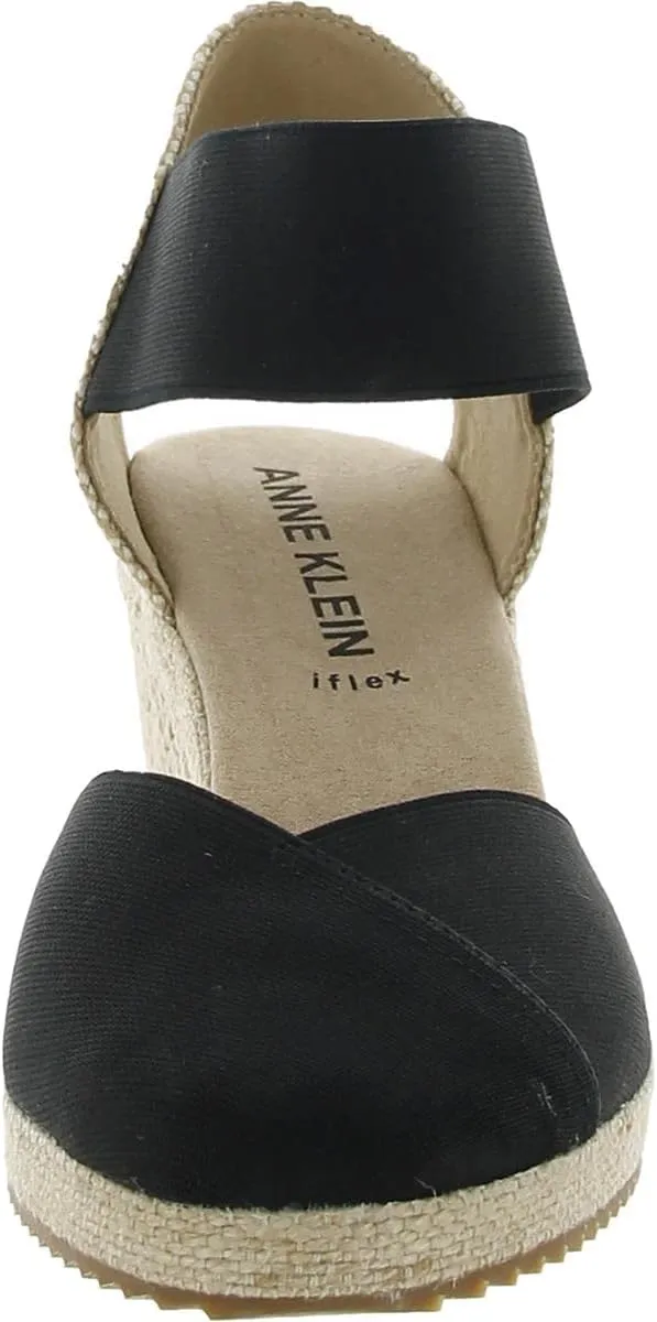 Anne Klein Womens Zoey Canvas Ankle Strap Espadrille Heels