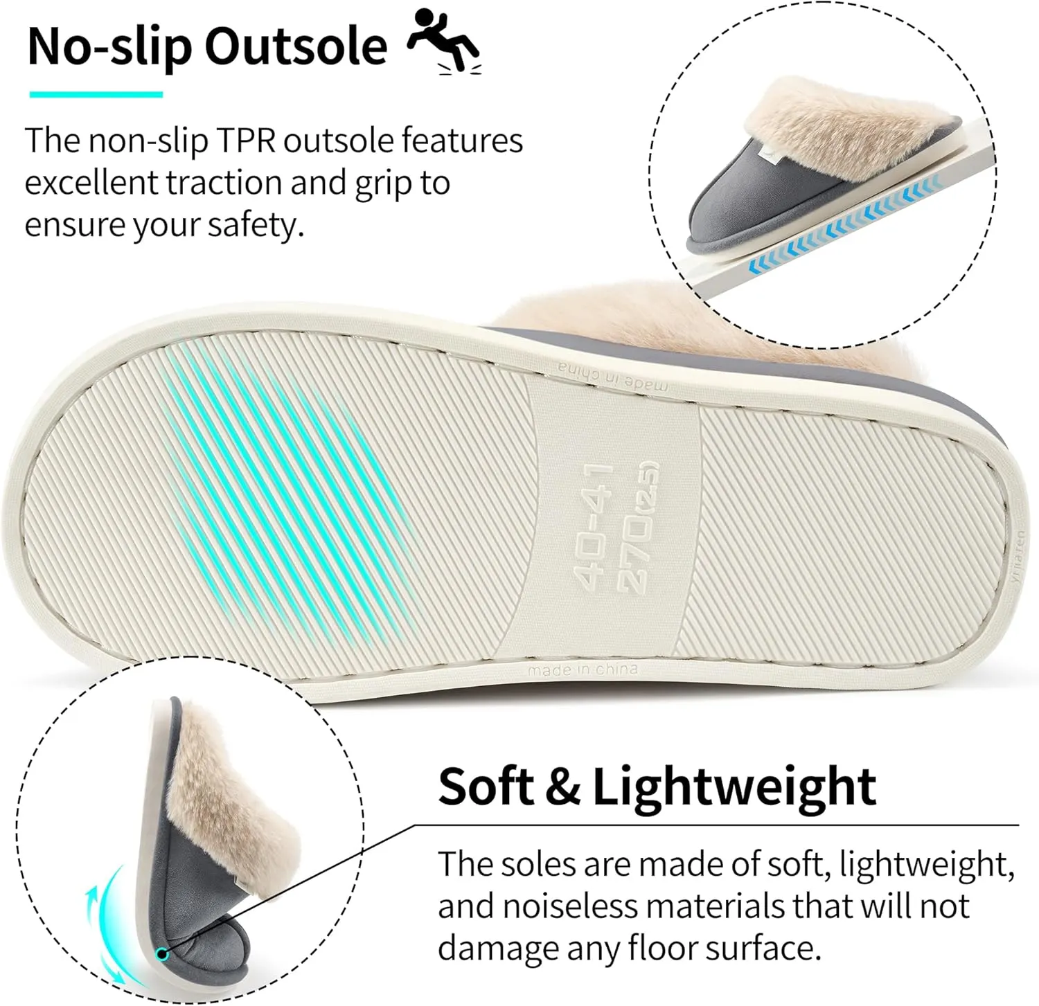 Aomigoct Slippers for Women House Shoes: Memory Foam Fuzzy Womens Slippers Indoor Outdoor Fluffy Bedroom Shoes Slip On