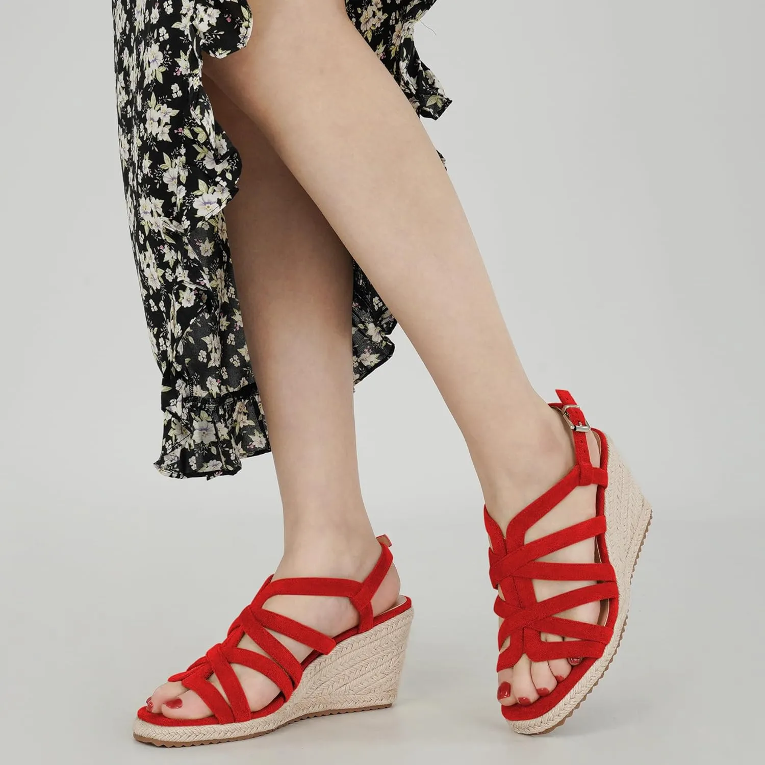 Aomigoct Wedge Sandals for Women Dressy: Comfortable Casual Work Espadrille Wedges - Ladies Summer Outdoor Walking Shoes