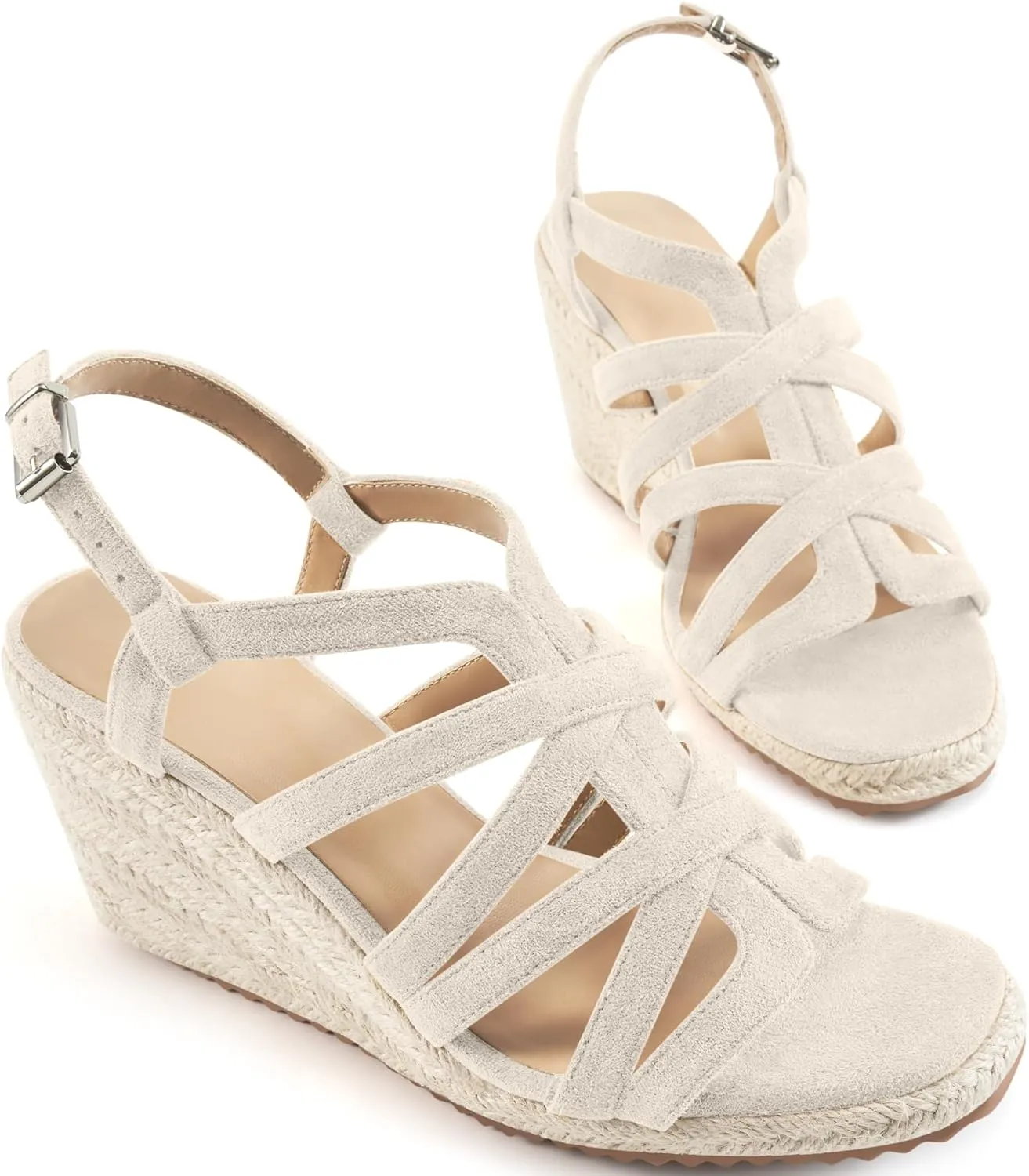 Aomigoct Wedge Sandals for Women Dressy: Comfortable Casual Work Espadrille Wedges - Ladies Summer Outdoor Walking Shoes