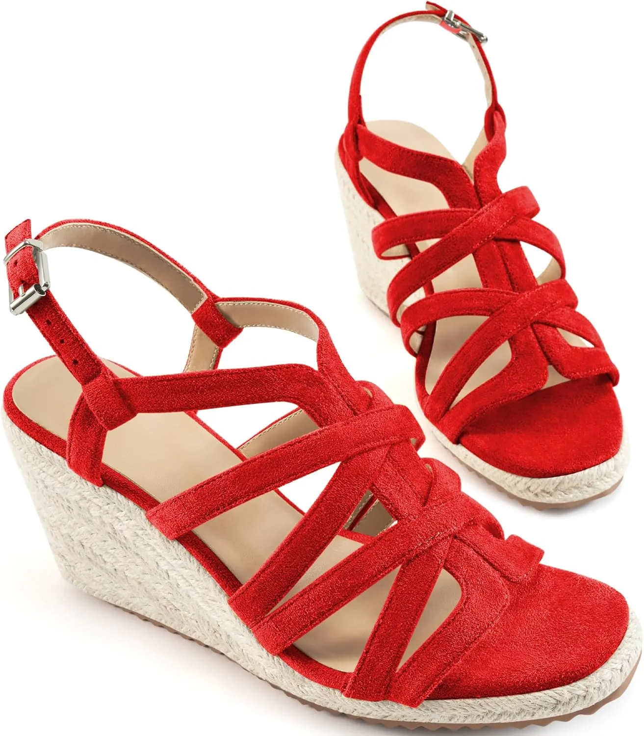 Aomigoct Wedge Sandals for Women Dressy: Comfortable Casual Work Espadrille Wedges - Ladies Summer Outdoor Walking Shoes
