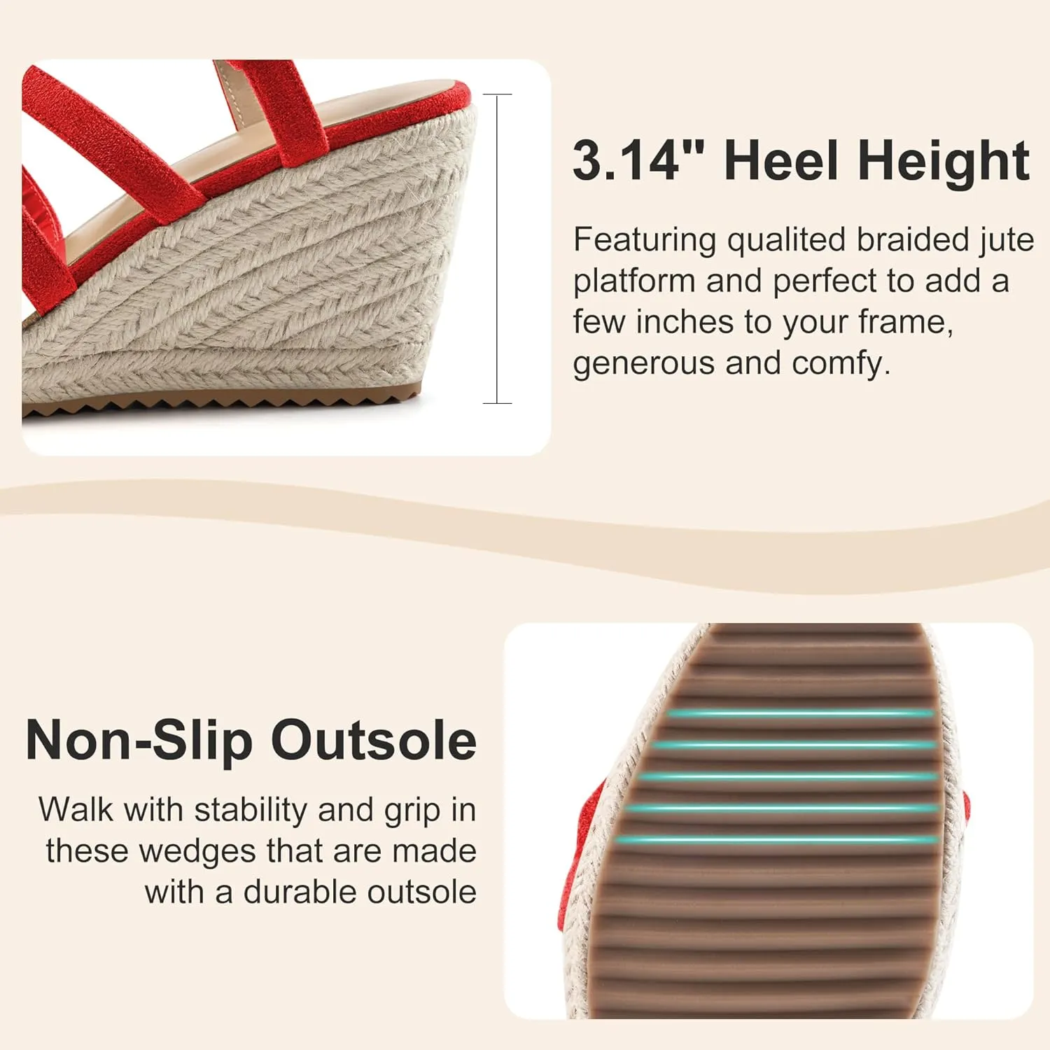 Aomigoct Wedge Sandals for Women Dressy: Comfortable Casual Work Espadrille Wedges - Ladies Summer Outdoor Walking Shoes