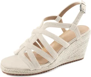 Aomigoct Wedge Sandals for Women Dressy: Comfortable Casual Work Espadrille Wedges - Ladies Summer Outdoor Walking Shoes