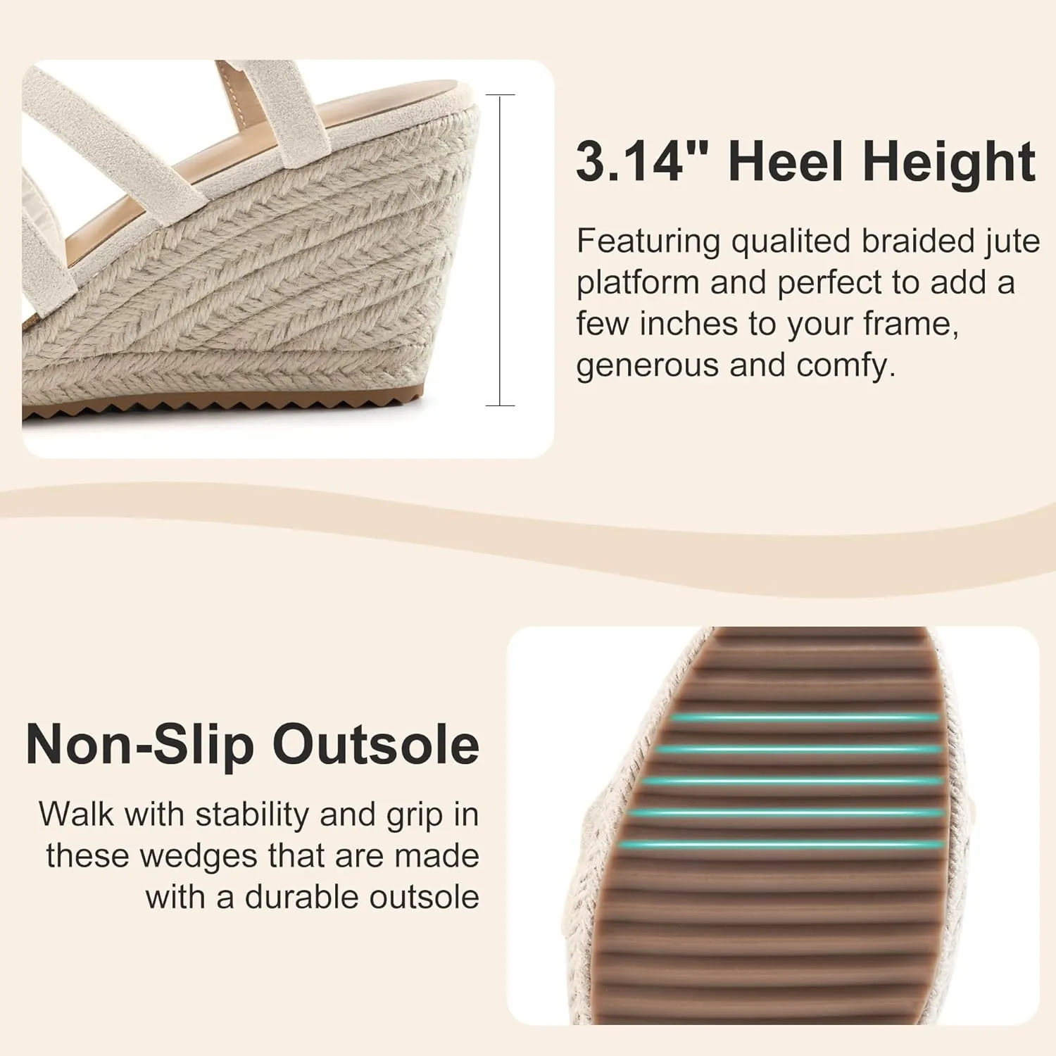 Aomigoct Wedge Sandals for Women Dressy: Comfortable Casual Work Espadrille Wedges - Ladies Summer Outdoor Walking Shoes