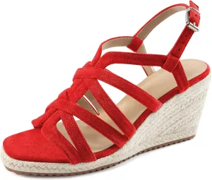 Aomigoct Wedge Sandals for Women Dressy: Comfortable Casual Work Espadrille Wedges - Ladies Summer Outdoor Walking Shoes