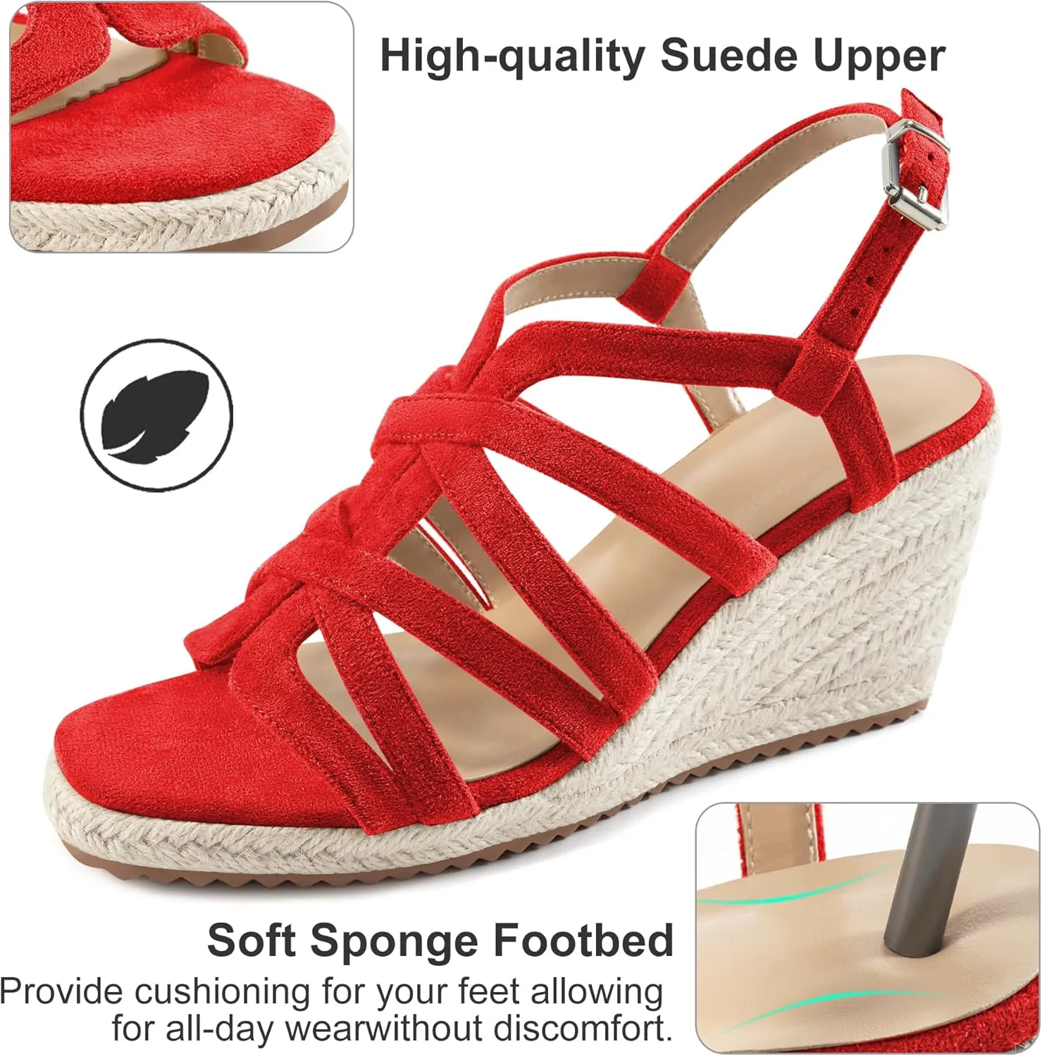 Aomigoct Wedge Sandals for Women Dressy: Comfortable Casual Work Espadrille Wedges - Ladies Summer Outdoor Walking Shoes