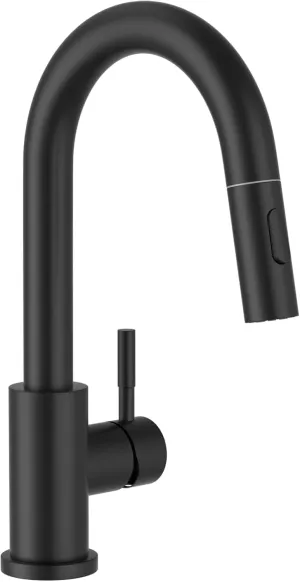 APPASO Bar Sink Faucet, Stainless Steel Kitchen Faucet with Pull Down Sprayer, Modern Single Handle High Arch, Utility Faucet for RV Camper Outdoor Without Deck Plate, Matte Black