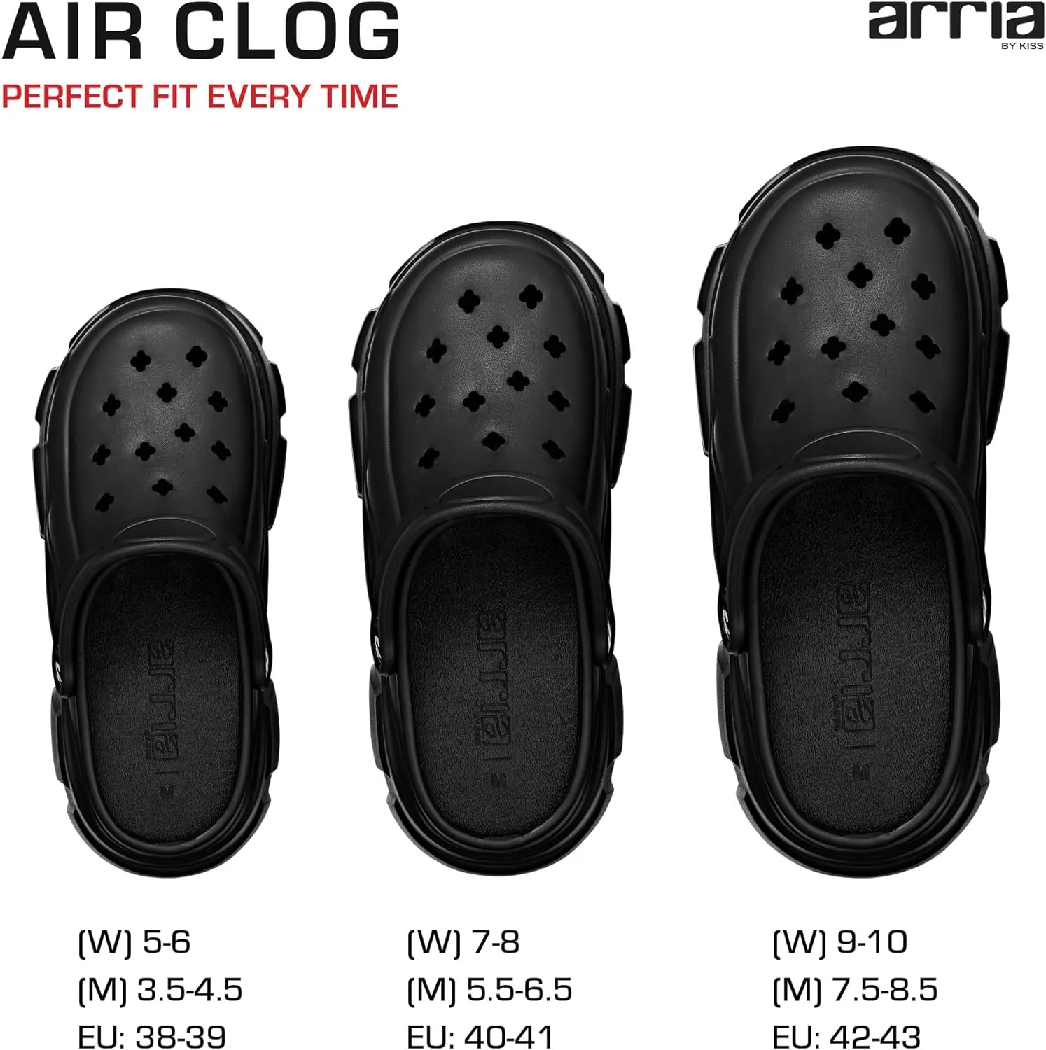 ARRIA AirClog Chunk & Classic Shoes, Unisex, Lightweight Slip-On Clogs with 360° Comfort, Breathable, Quick-Dry, Customizable Charms for Travel, Beach, Nurses, Gym & Home