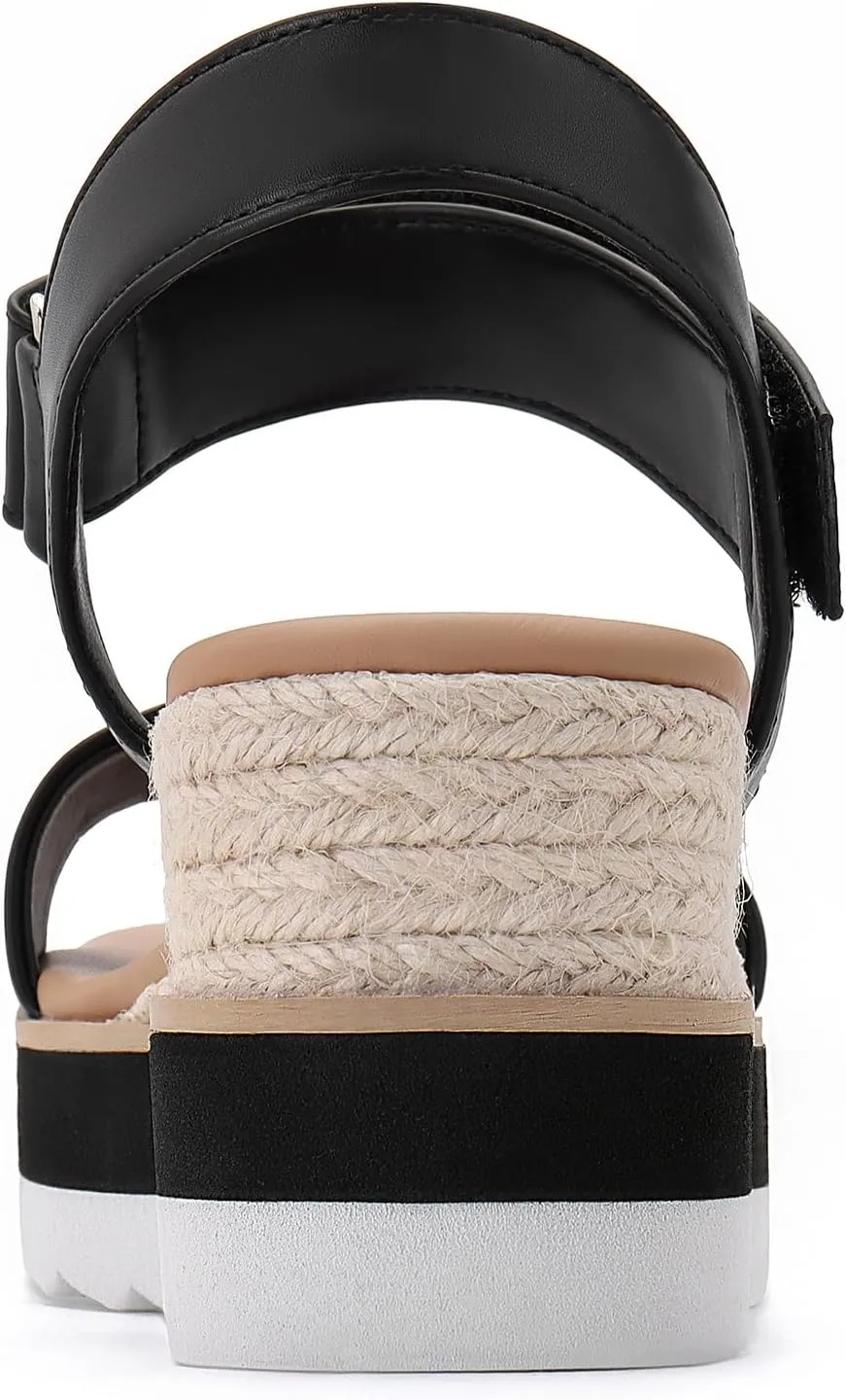 Athlefit Platform Sandals Women Espadrille Wedge Comfortable Ankle Strap Open Toe Sandals for Walking