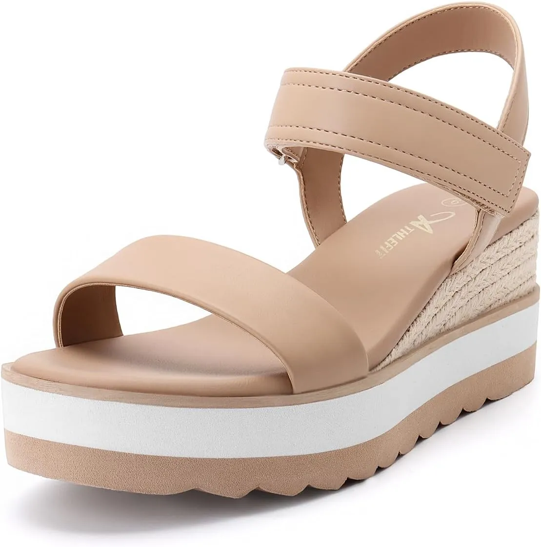 Athlefit Platform Sandals Women Espadrille Wedge Comfortable Ankle Strap Open Toe Sandals for Walking
