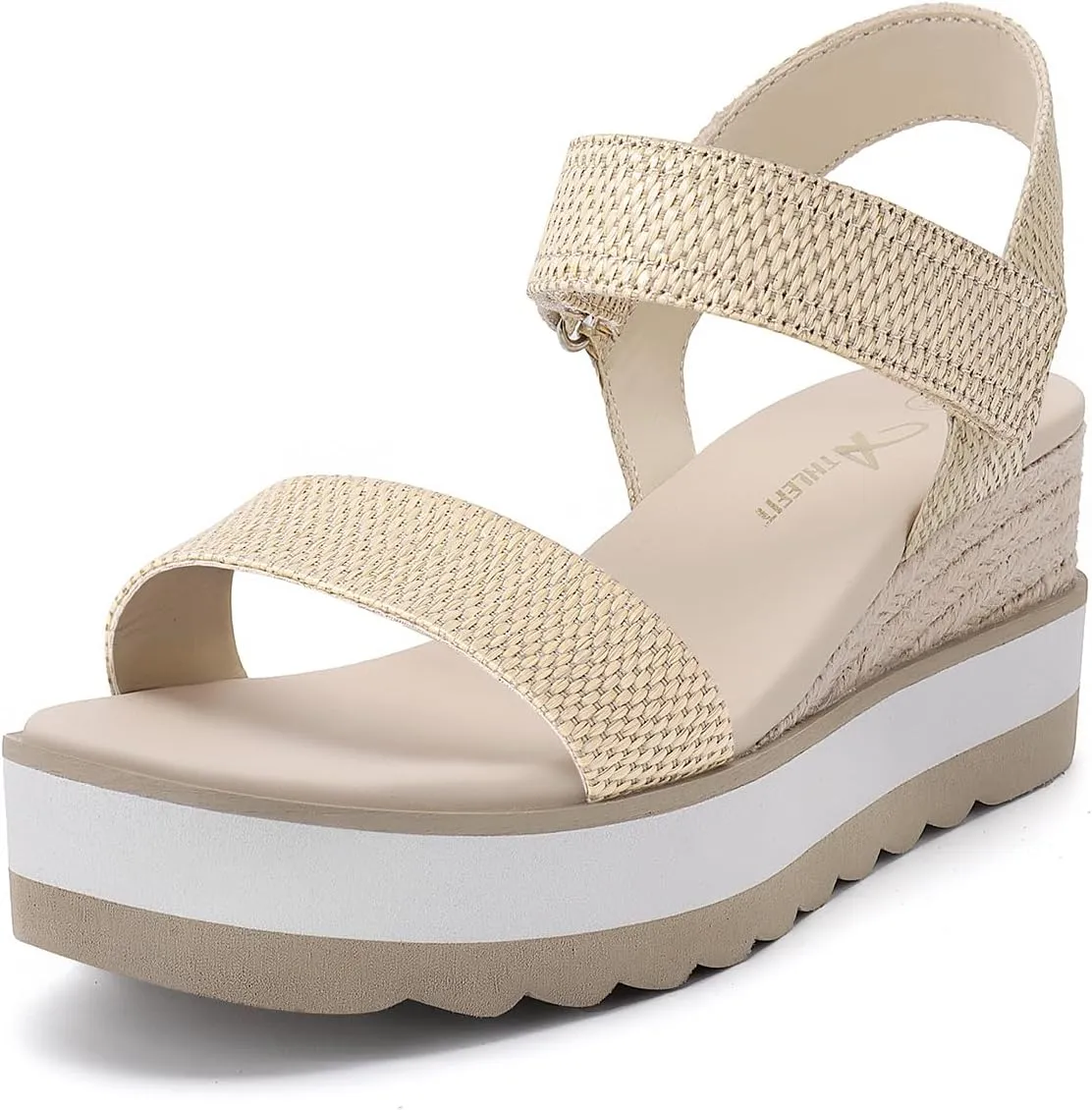 Athlefit Platform Sandals Women Espadrille Wedge Comfortable Ankle Strap Open Toe Sandals for Walking