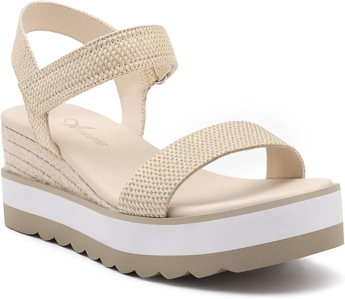 Athlefit Platform Sandals Women Espadrille Wedge Comfortable Ankle Strap Open Toe Sandals for Walking
