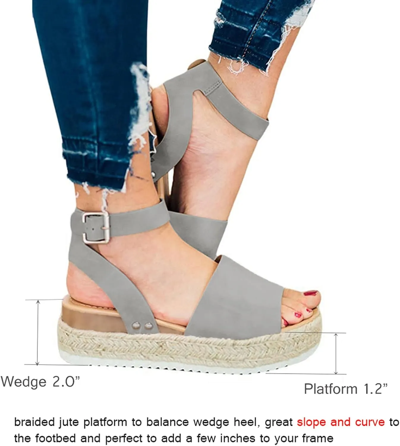 Athlefit Women's Espadrille Wedge Sandals Ankle Strap Buckle Platform Sandals