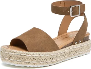 Athlefit Women's Platform Espadrille Wedge Sandals Comfortable Open Toe Buckle Sandals for Summer Casual