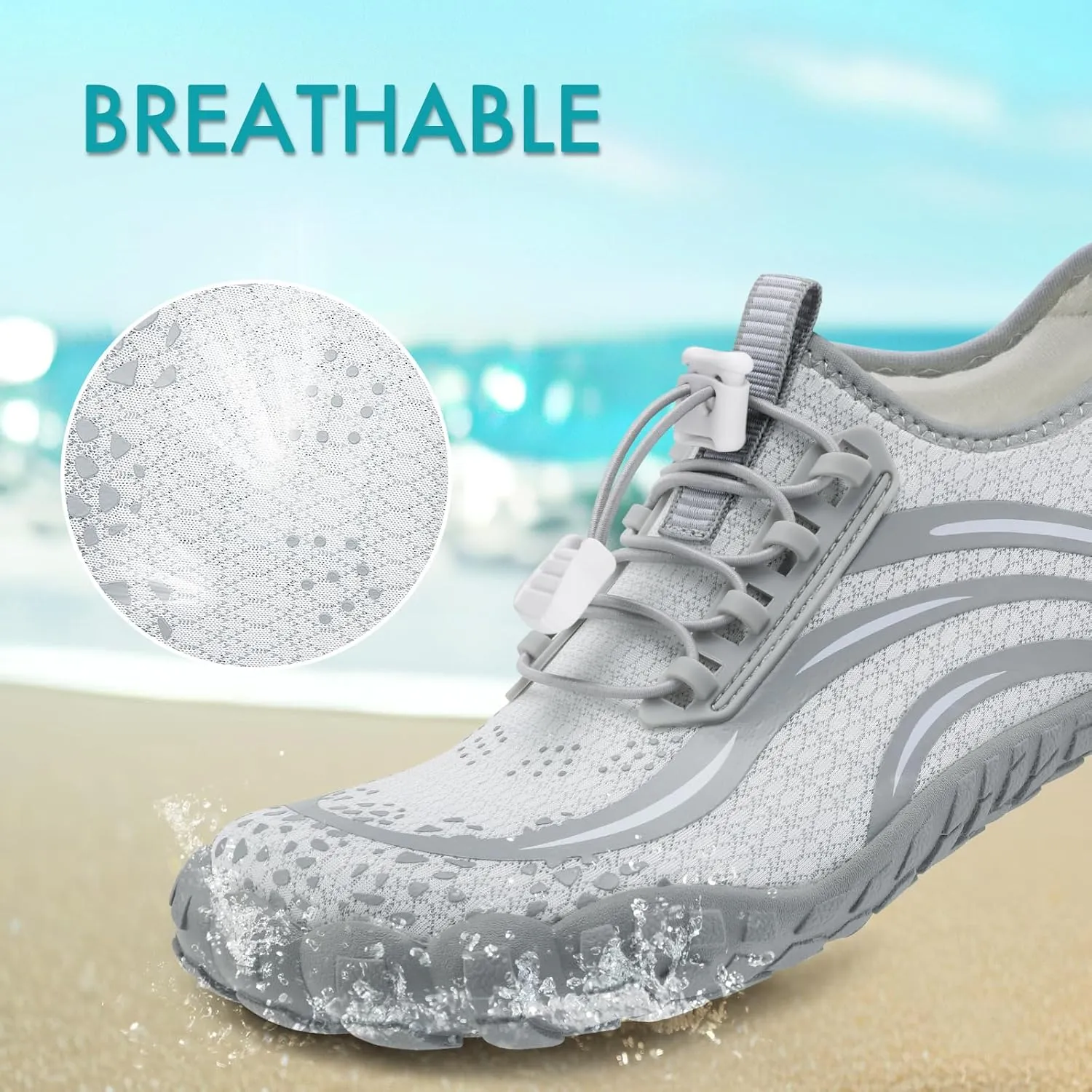 ATHMILE Water Shoes for Women Men Quick Dry Beach Barefoot Aqua Swim Shoes Non-Slip for Wading Rafting Hiking Kayaking