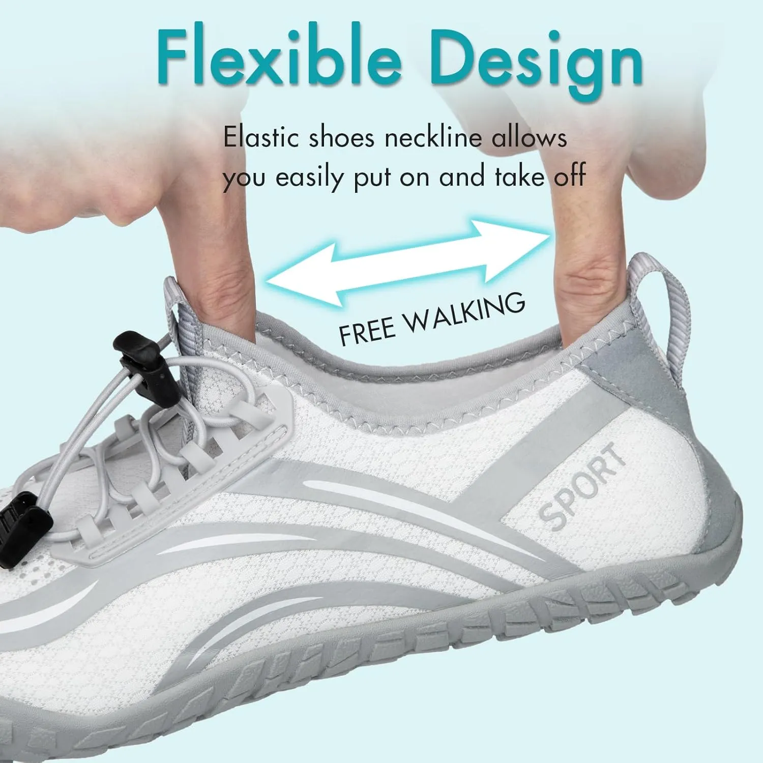 ATHMILE Water Shoes for Women Men Quick Dry Beach Barefoot Aqua Swim Shoes Non-Slip for Wading Rafting Hiking Kayaking