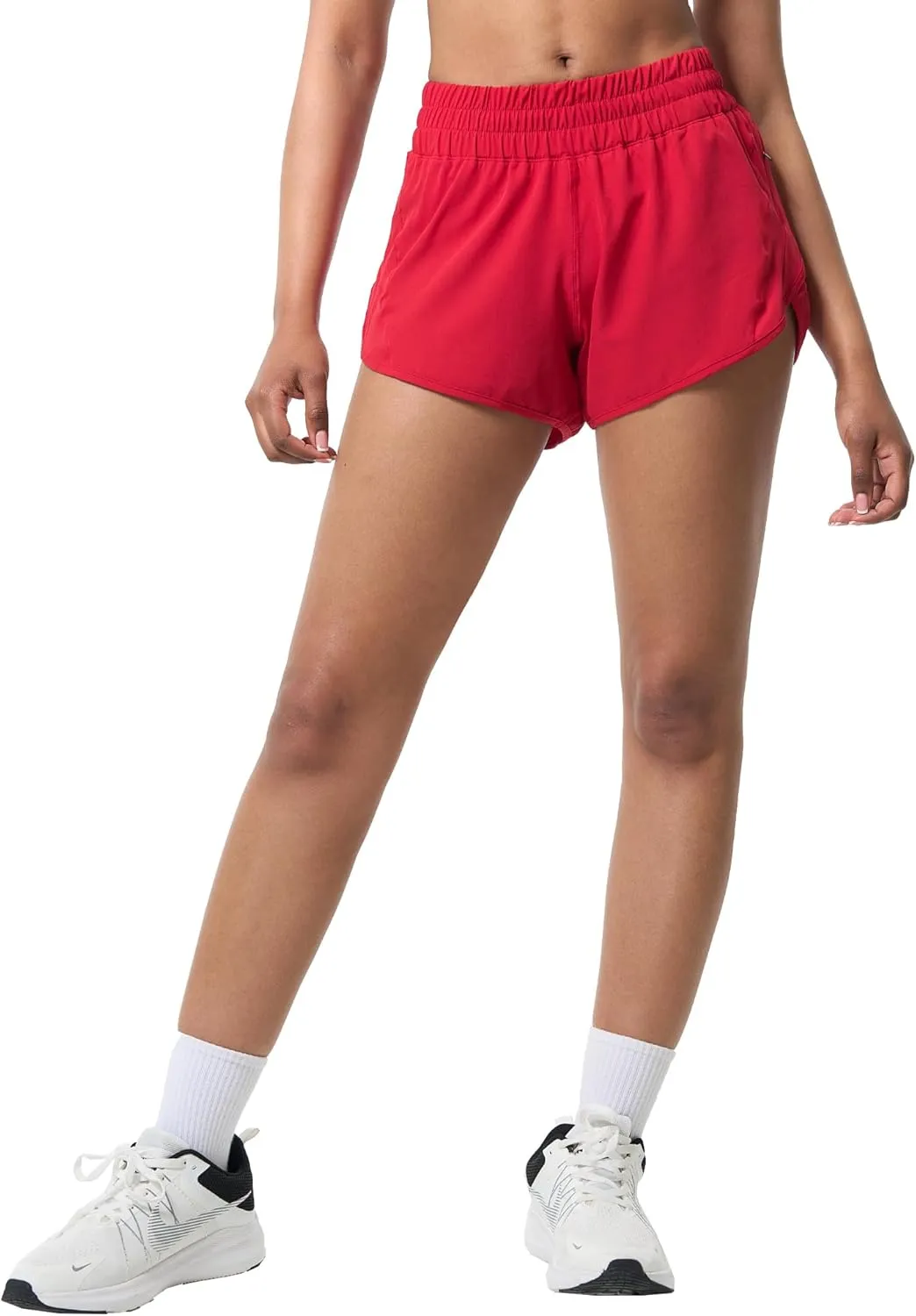 Aurefin Athletic Shorts for Women,Women's Quick Dry Workout Sports Active Running Track Shorts with Elastic and Zip Pockets