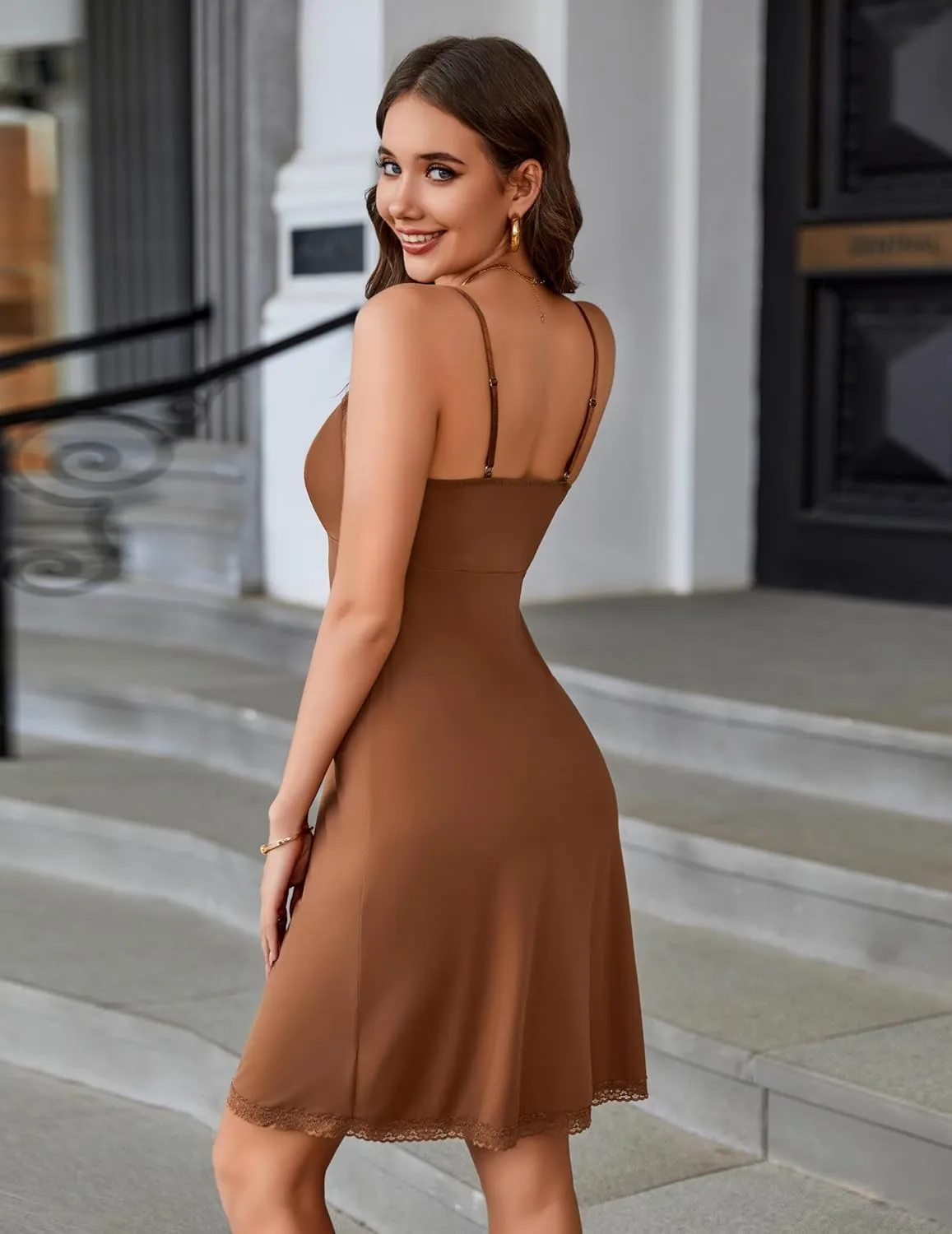 Avidlove Spaghetti Strap Slip Dress Lace Trim Full Slips for Under Dresses Sexy Nightgown