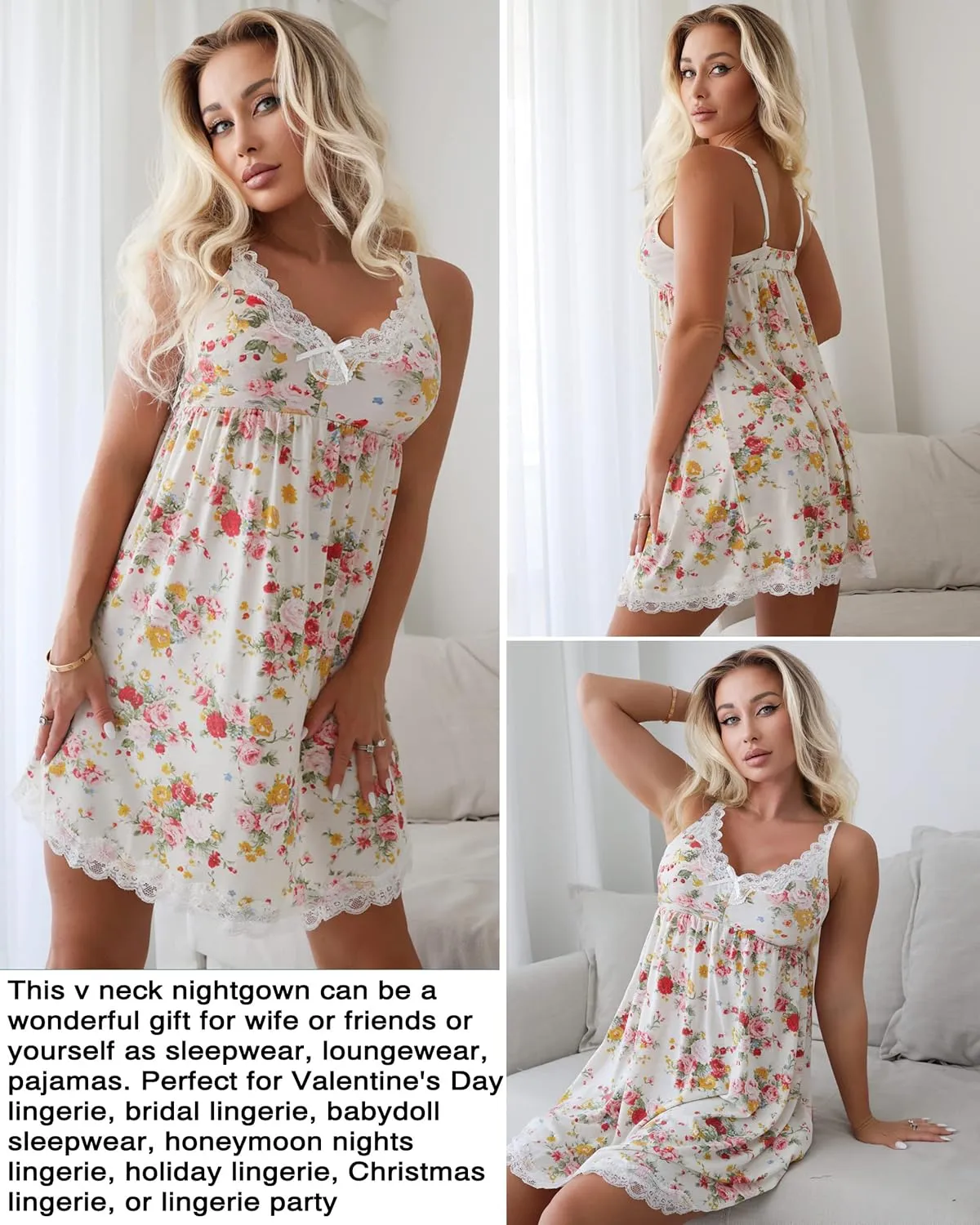 Avidlove Women Sexy Sleepwear Lace Chemise Nightgown Full Slip Babydoll Sleepwear