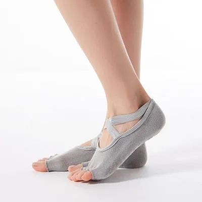 Bandage Yoga Socks Anti-Slip Quick-Dry Damping Pilates Ballet Socks Good Grip For Women Cotton Socks