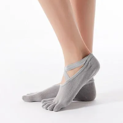 Bandage Yoga Socks Anti-Slip Quick-Dry Damping Pilates Ballet Socks Good Grip For Women Cotton Socks