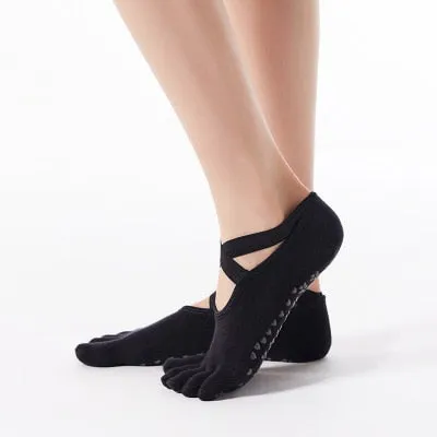 Bandage Yoga Socks Anti-Slip Quick-Dry Damping Pilates Ballet Socks Good Grip For Women Cotton Socks