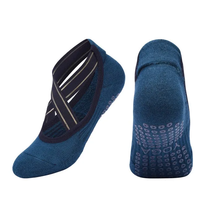 Bandage Yoga Socks Anti-Slip Quick-Dry Damping Pilates Ballet Socks Good Grip For Women Cotton Socks