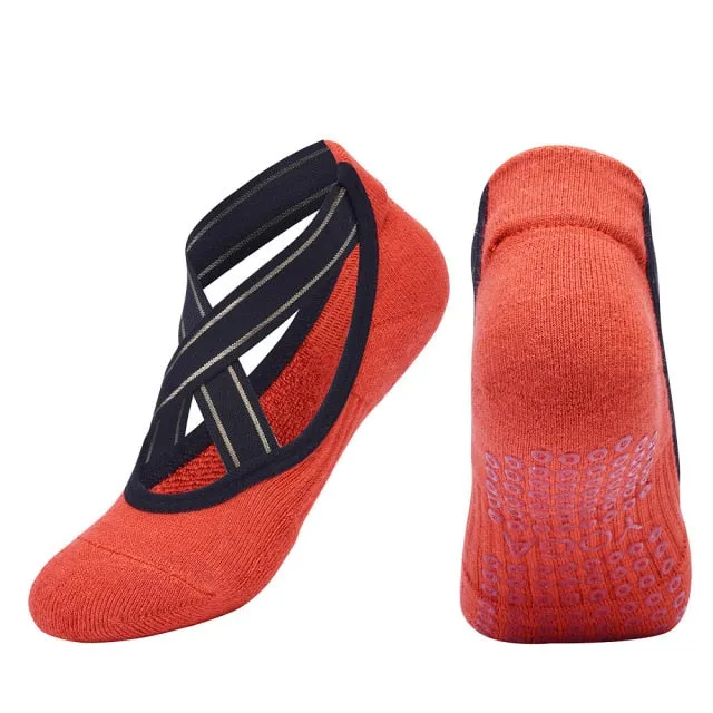 Bandage Yoga Socks Anti-Slip Quick-Dry Damping Pilates Ballet Socks Good Grip For Women Cotton Socks