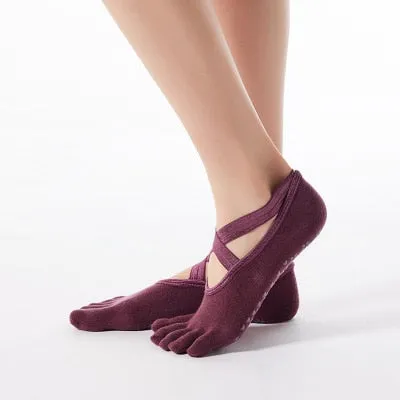 Bandage Yoga Socks Anti-Slip Quick-Dry Damping Pilates Ballet Socks Good Grip For Women Cotton Socks