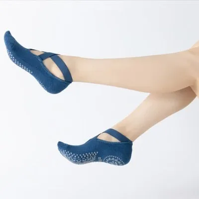Bandage Yoga Socks Anti-Slip Quick-Dry Damping Pilates Ballet Socks Good Grip For Women Cotton Socks