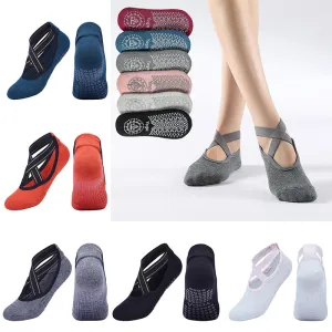 Bandage Yoga Socks Anti-Slip Quick-Dry Damping Pilates Ballet Socks Good Grip For Women Cotton Socks