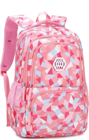 Bansusu Geometric Print Kids Backpack for Girls Boys School Bag Bookbags