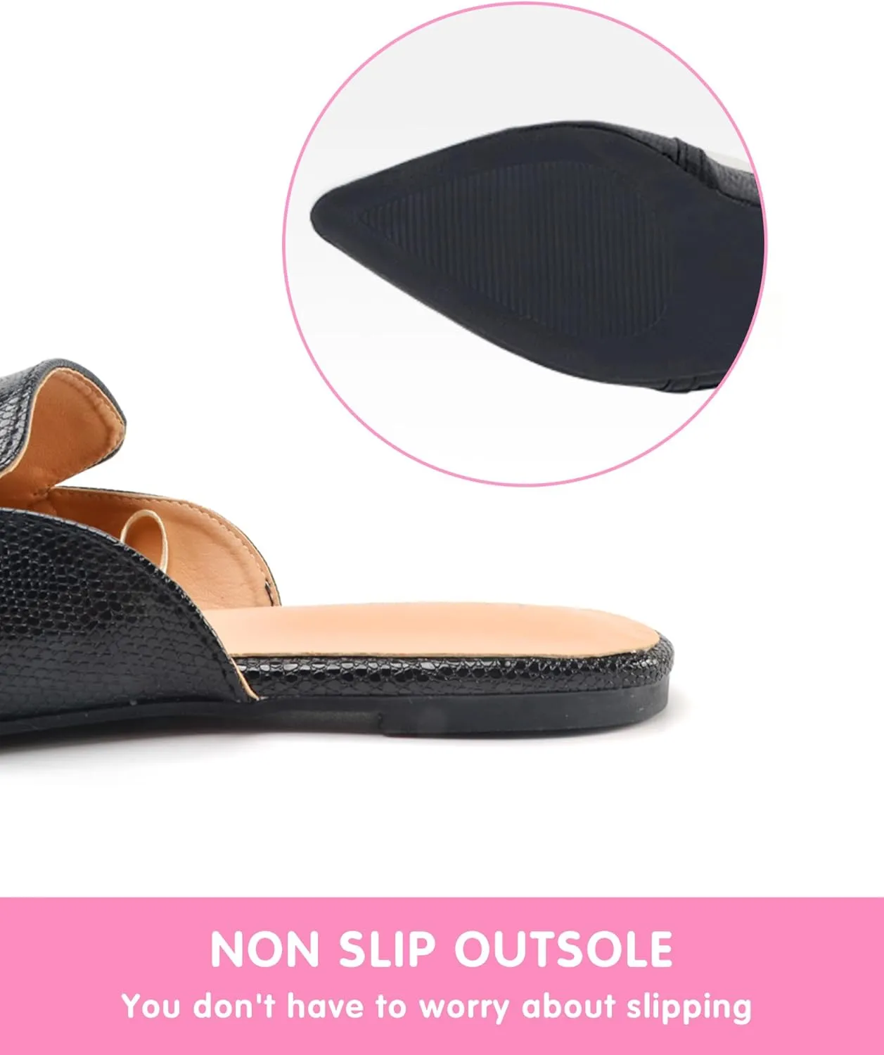 Baotou Half Slippers Women's 2024 Point Toe Metal Buck Flat Shoes Banquet Slippers Fashion Slippers Fashinable Chain Casual Office Lady Comfortable Muller Slippers Sandals