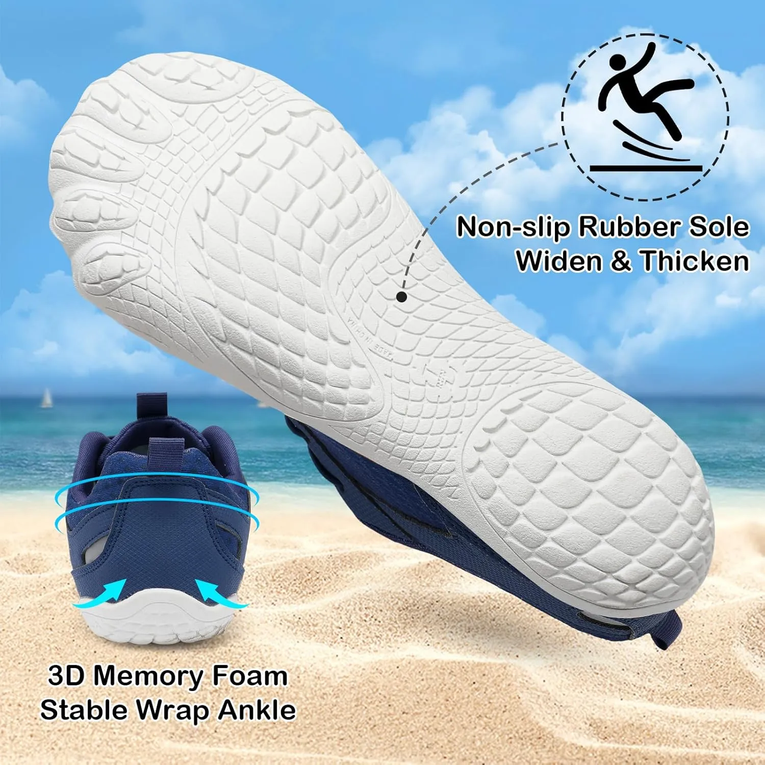 BARERUN Water Shoes Women Men Quick-Dry Wide Toe Athletic Hiking Water Sports Shoes Adjustable Zero Drop Barefoot Shoes for Beach Swim Kayaking Surfing Walking Training