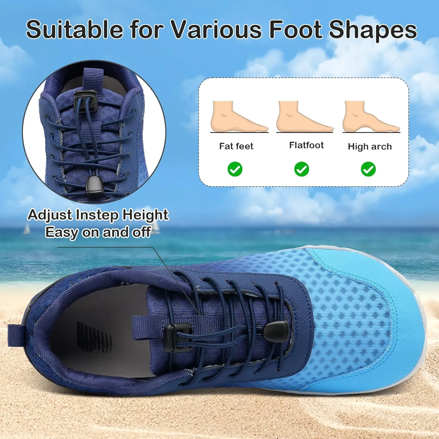 BARERUN Water Shoes Women Men Quick-Dry Wide Toe Athletic Hiking Water Sports Shoes Adjustable Zero Drop Barefoot Shoes for Beach Swim Kayaking Surfing Walking Training