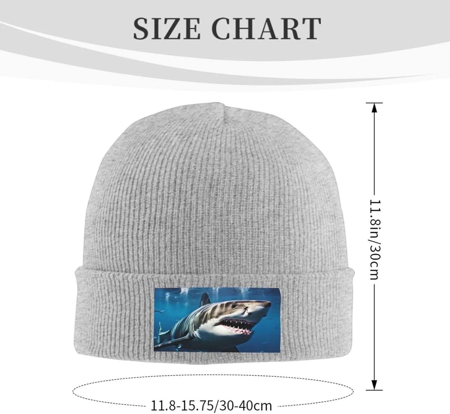 Beanie for Men Winter Hats for Women Knit Hat Great White Shark Beanie Soft Warm Cuffed Caps Stylish Watch Cap Black Beanie