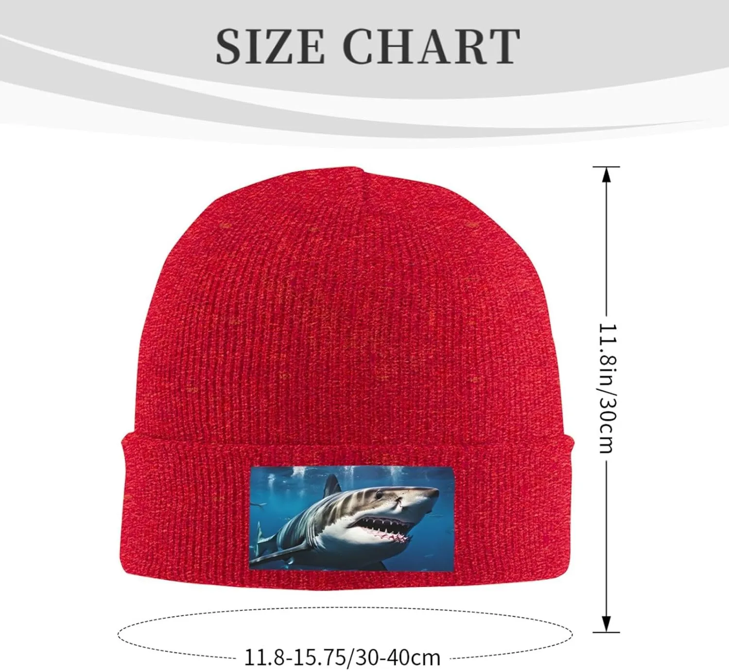 Beanie for Men Winter Hats for Women Knit Hat Great White Shark Beanie Soft Warm Cuffed Caps Stylish Watch Cap Black Beanie