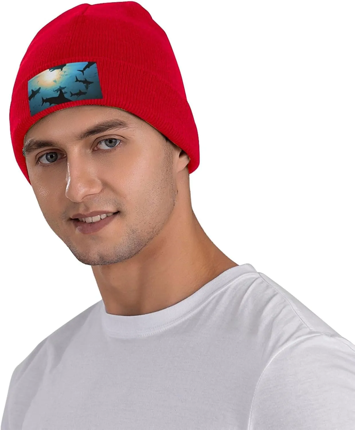 Beanie for Men Winter Hats for Women Knit Hat Hammerhead Sharks Beanie Soft Warm Cuffed Caps Stylish Watch Cap Black Beanie