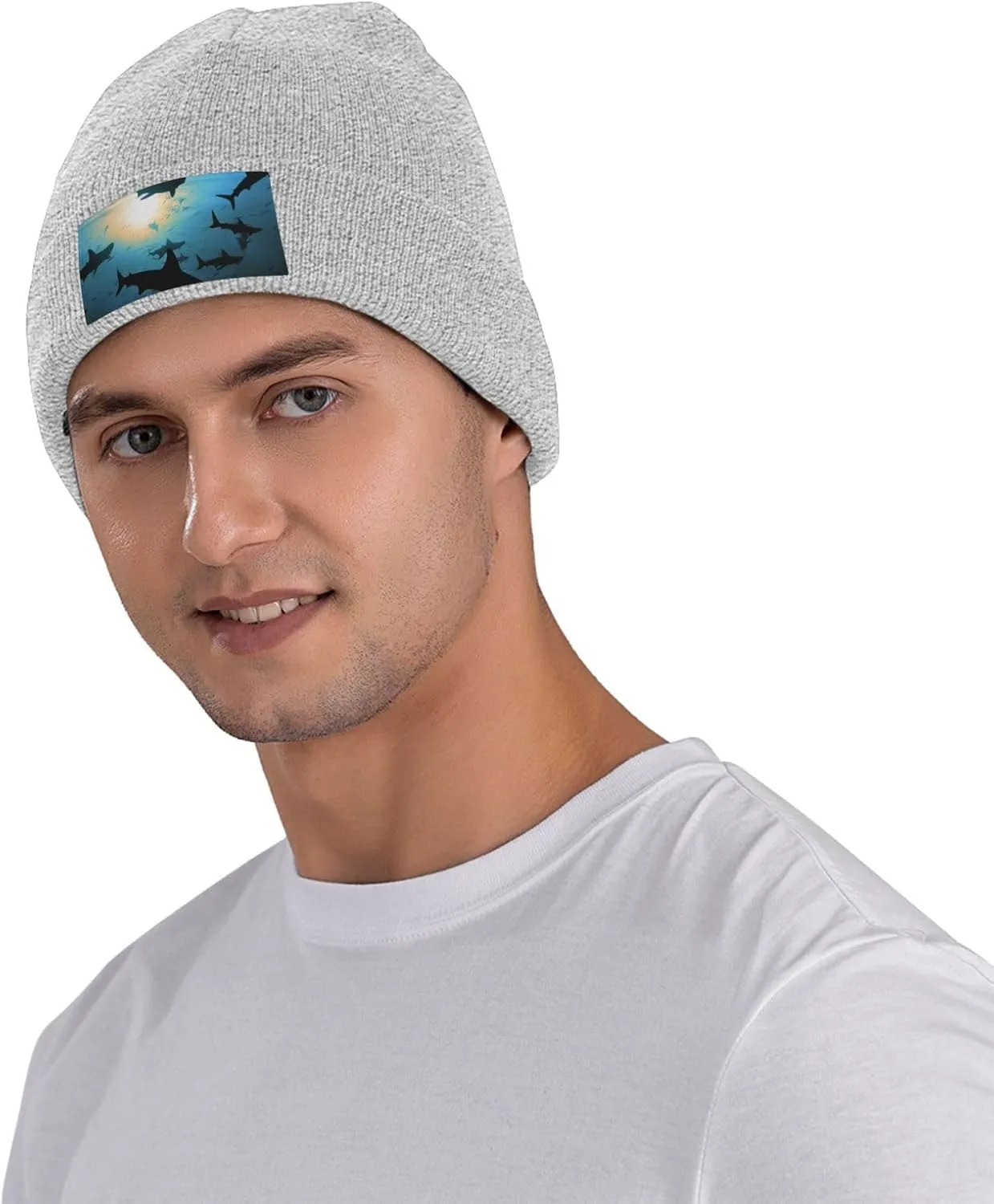 Beanie for Men Winter Hats for Women Knit Hat Hammerhead Sharks Beanie Soft Warm Cuffed Caps Stylish Watch Cap Black Beanie