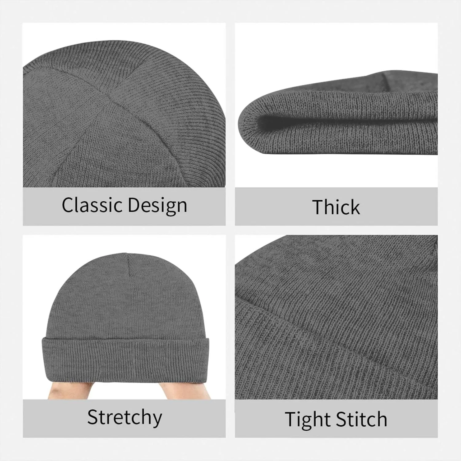 Beanie for Men Winter Hats for Women Knit Hat Hammerhead Sharks Beanie Soft Warm Cuffed Caps Stylish Watch Cap Black Beanie