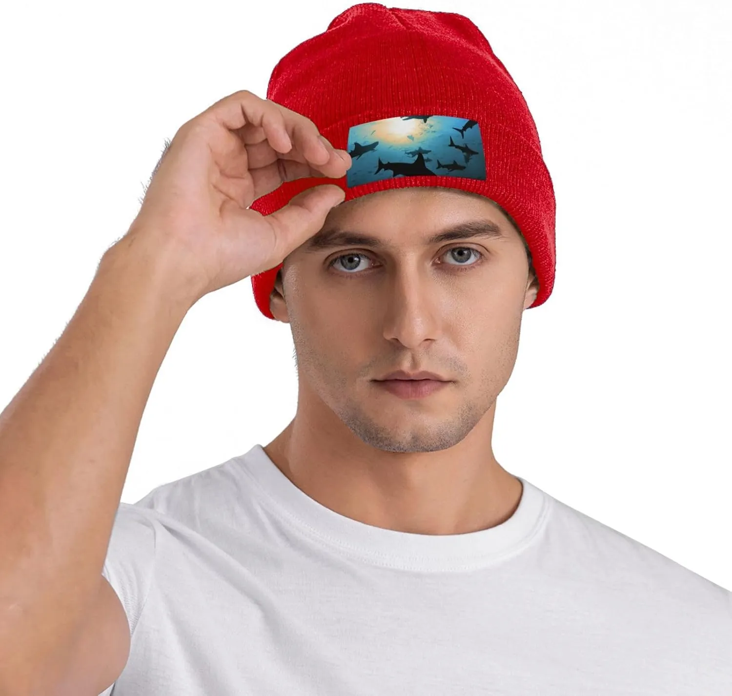 Beanie for Men Winter Hats for Women Knit Hat Hammerhead Sharks Beanie Soft Warm Cuffed Caps Stylish Watch Cap Black Beanie