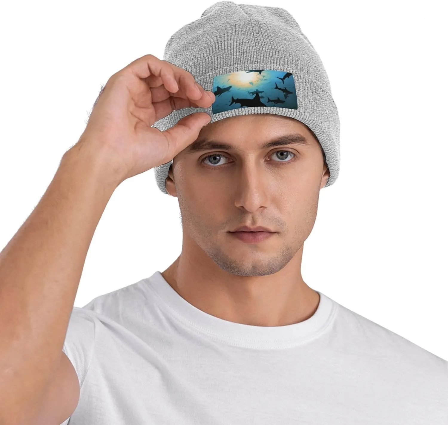 Beanie for Men Winter Hats for Women Knit Hat Hammerhead Sharks Beanie Soft Warm Cuffed Caps Stylish Watch Cap Black Beanie