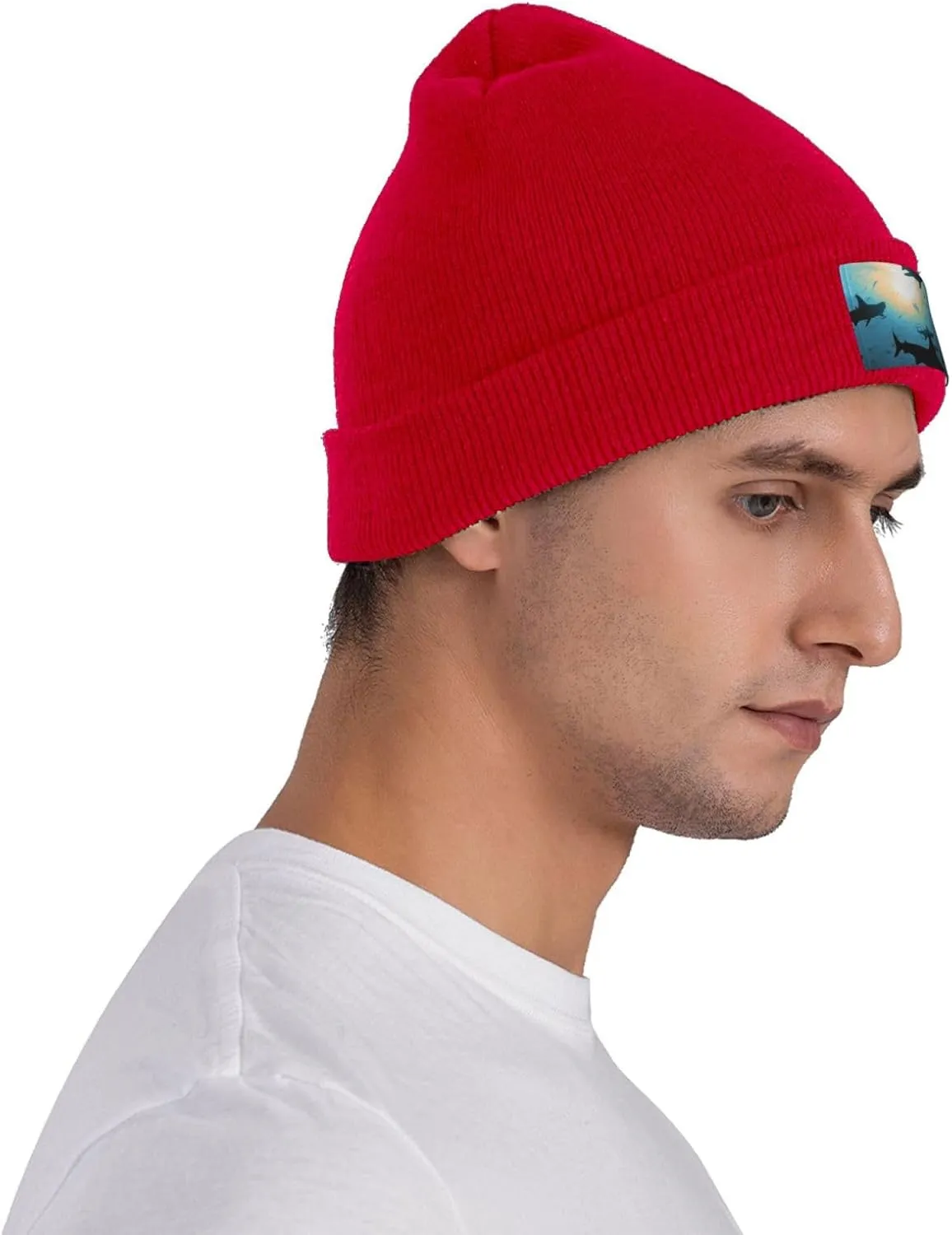 Beanie for Men Winter Hats for Women Knit Hat Hammerhead Sharks Beanie Soft Warm Cuffed Caps Stylish Watch Cap Black Beanie
