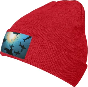 Beanie for Men Winter Hats for Women Knit Hat Hammerhead Sharks Beanie Soft Warm Cuffed Caps Stylish Watch Cap Black Beanie