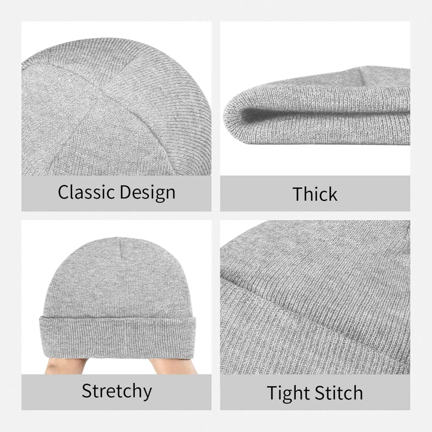 Beanie for Men Winter Hats for Women Knit Hat Hammerhead Sharks Beanie Soft Warm Cuffed Caps Stylish Watch Cap Black Beanie